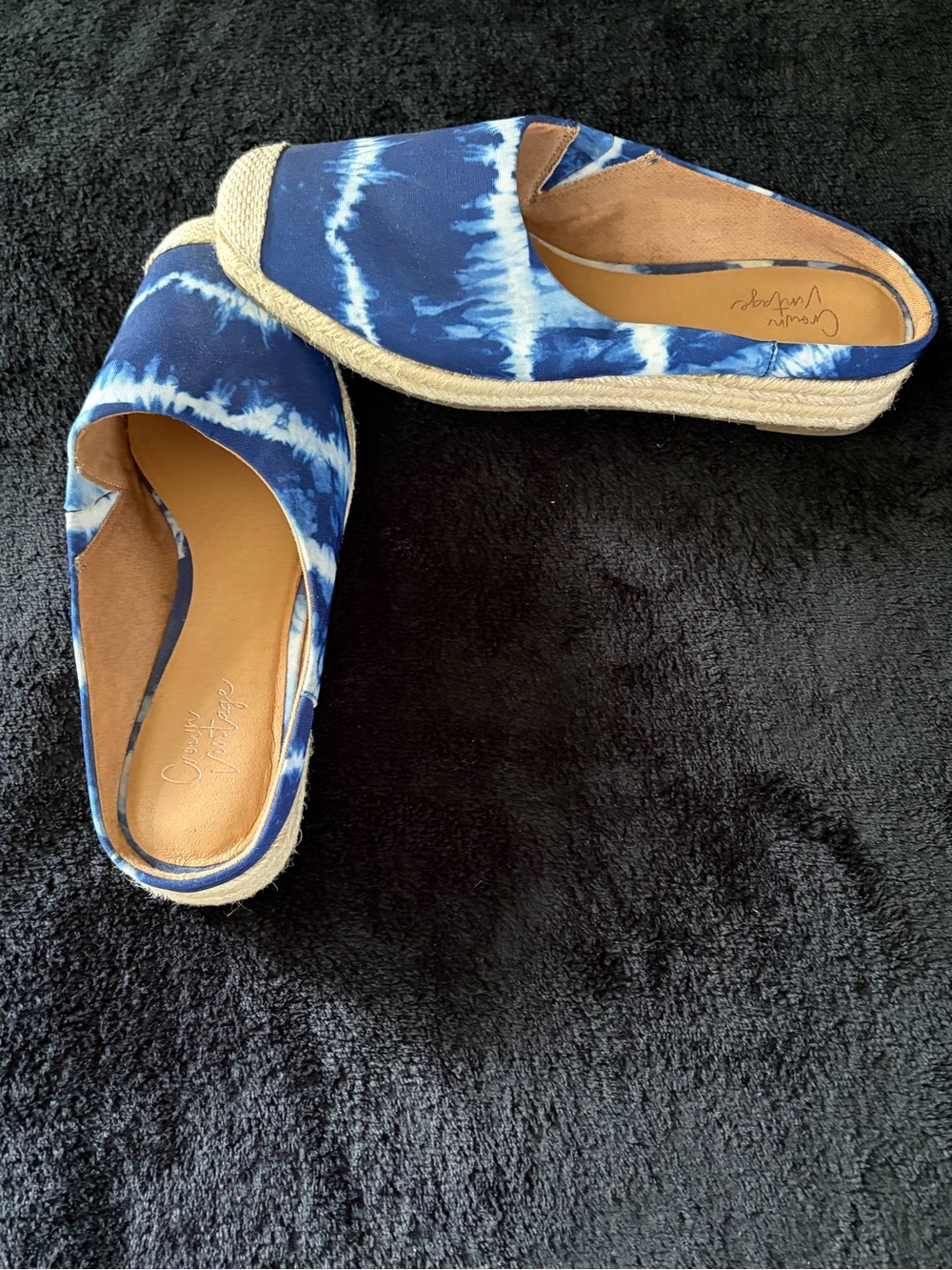 Naturalizer Blue Tie-Dye Espadrille Slip-On Mules